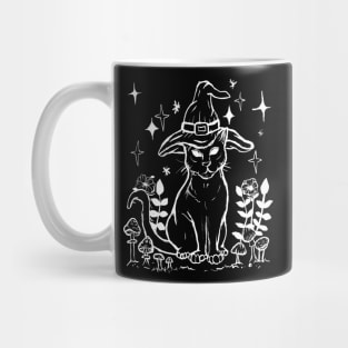 Black Cat, Mushrooms, Foliage, Witchy Gothic Punk Mug